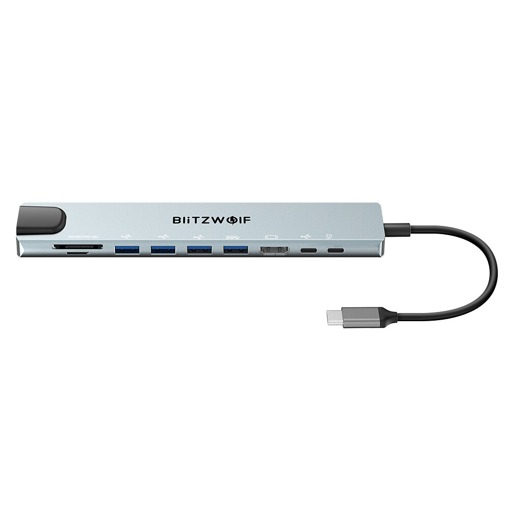 BlitzWolf® BW-NEW TH5 10 in 1 USB Hubs with HDMI 4K@30Hz USB3.0 / USB2.0 / Type-C 2.0 / RJ45 Ethernet / 100W PD Charging / SD TF Card Slots Docking Station for Apple Huawei Laptops Macbook