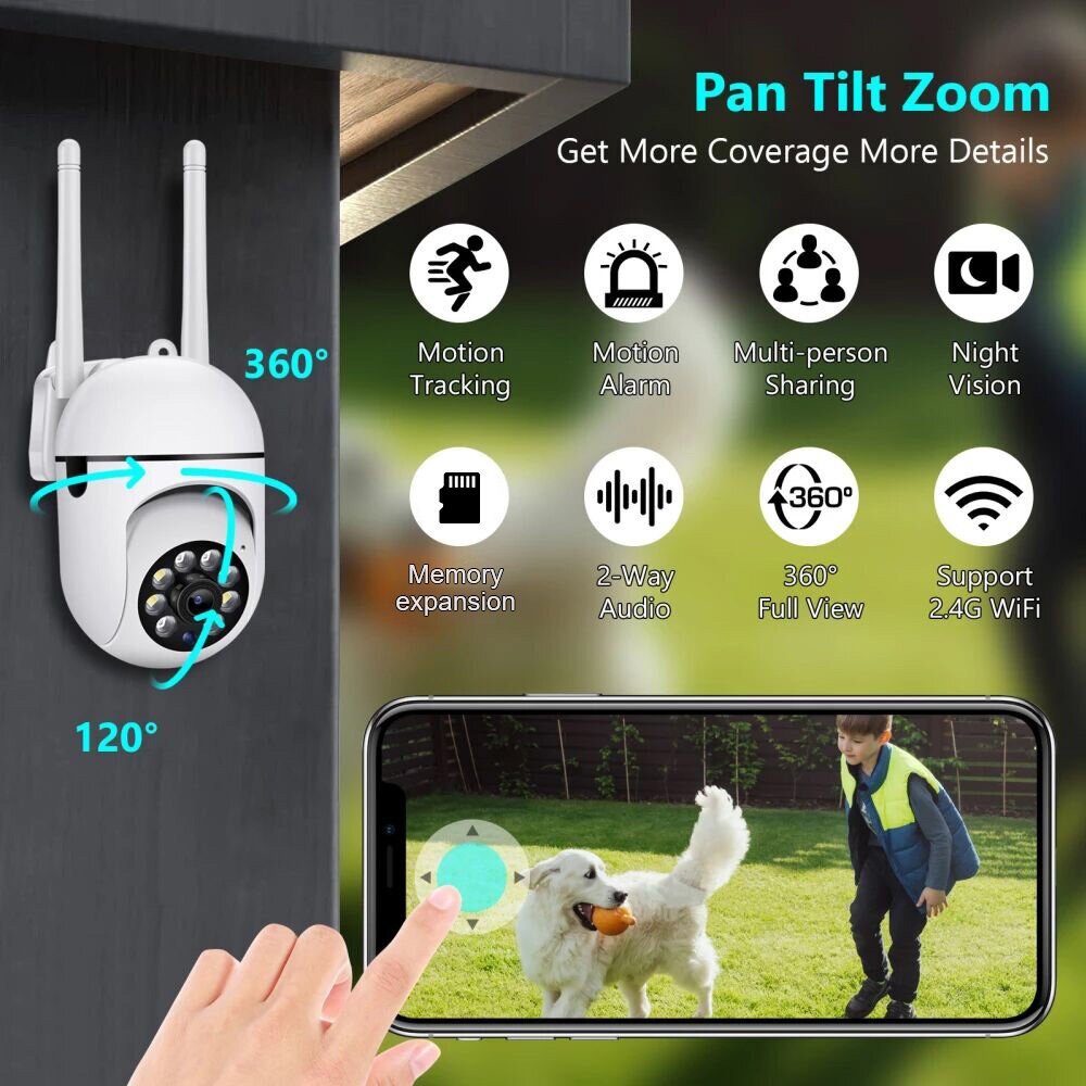 1080P PTZ Wifi IP Surveillance Camera Outdoor RTSP Two-way Audio Wireless Camera H.264 Audio