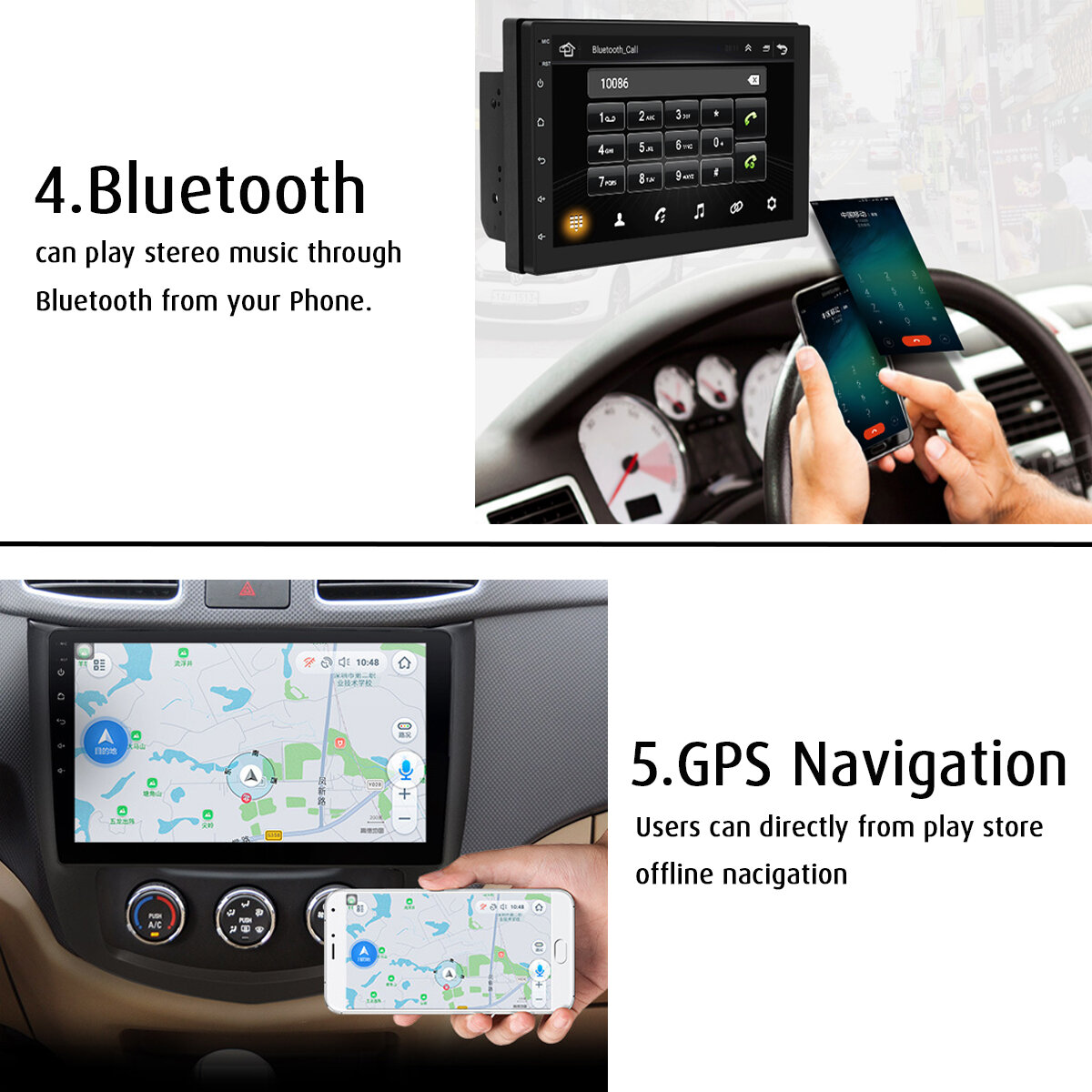 [upgrade] iMars 7inch 2+32G with Carplay  Android 10.0 Car Multimedia Video Player with Carplay bluetooth Built-In Speakers WIFI FM