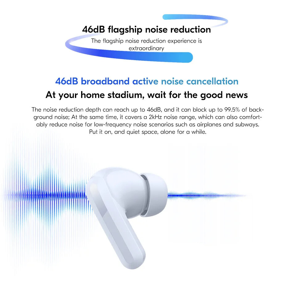 Xiaomi Redmi Buds 5 TWS bluetooth Earphone 46dB Active Noise Cancelling 12.4mm Large Drivers 40H Battery Life 4 EQ Sound In-ear Sports Headphone