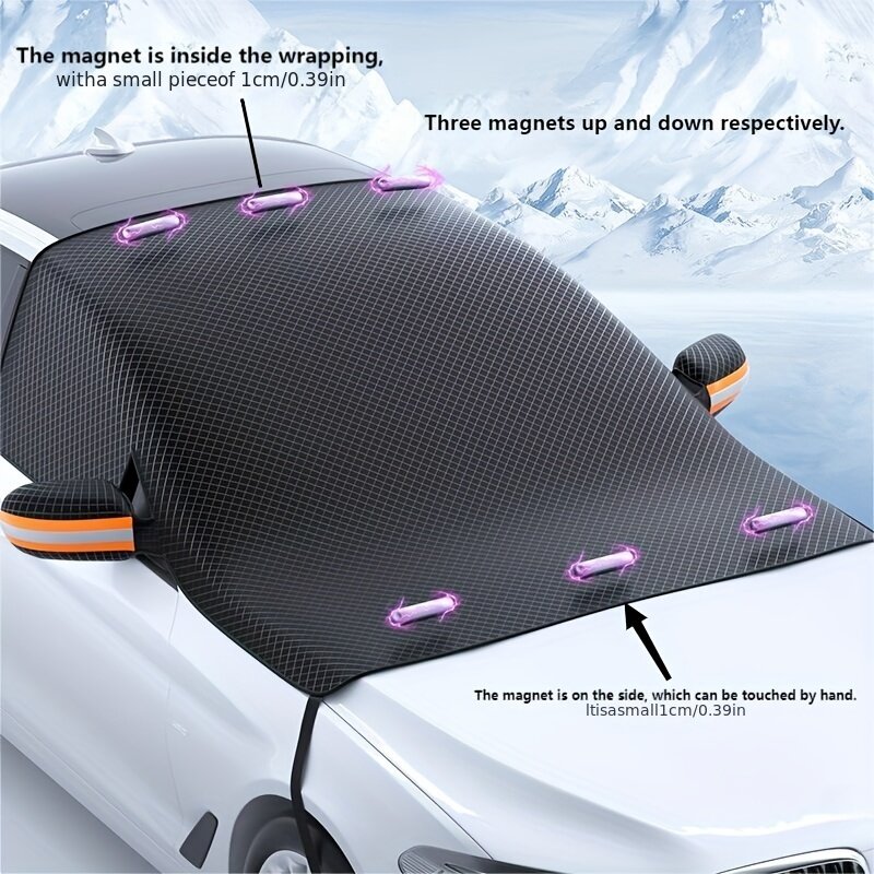 Universal Winter Car Snow Shield Windscreen Half Cover Sun Protection Cover Snowproof Frostproof And Dustproof