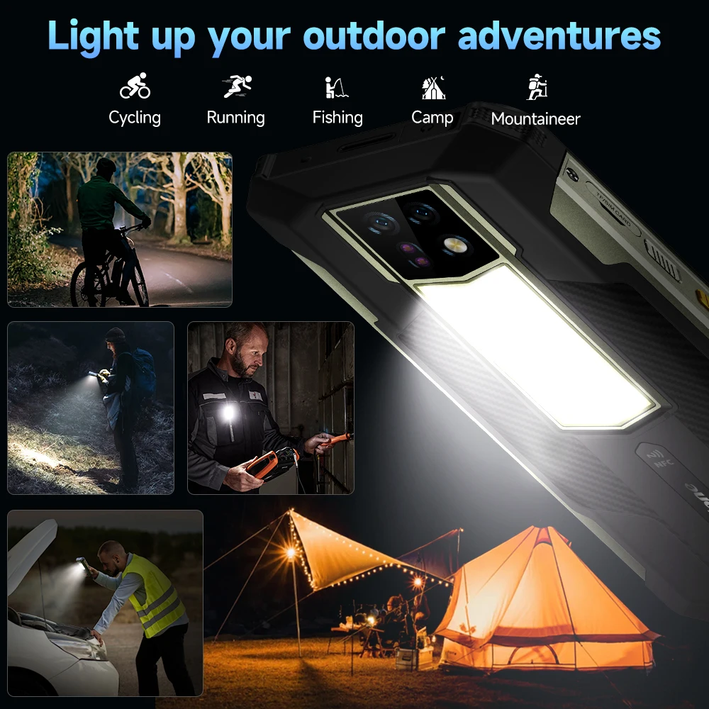 Ulefone Armor 24 Versatile Light 64MP Dual Camera 64MP Night Vision 22000mAh 24GB 256GB Helio G96 NFC 6.78 inch 120Hz Android 13 66W Fast Charge IP68 IP69K Waterproof 4G Rugged Smartphone