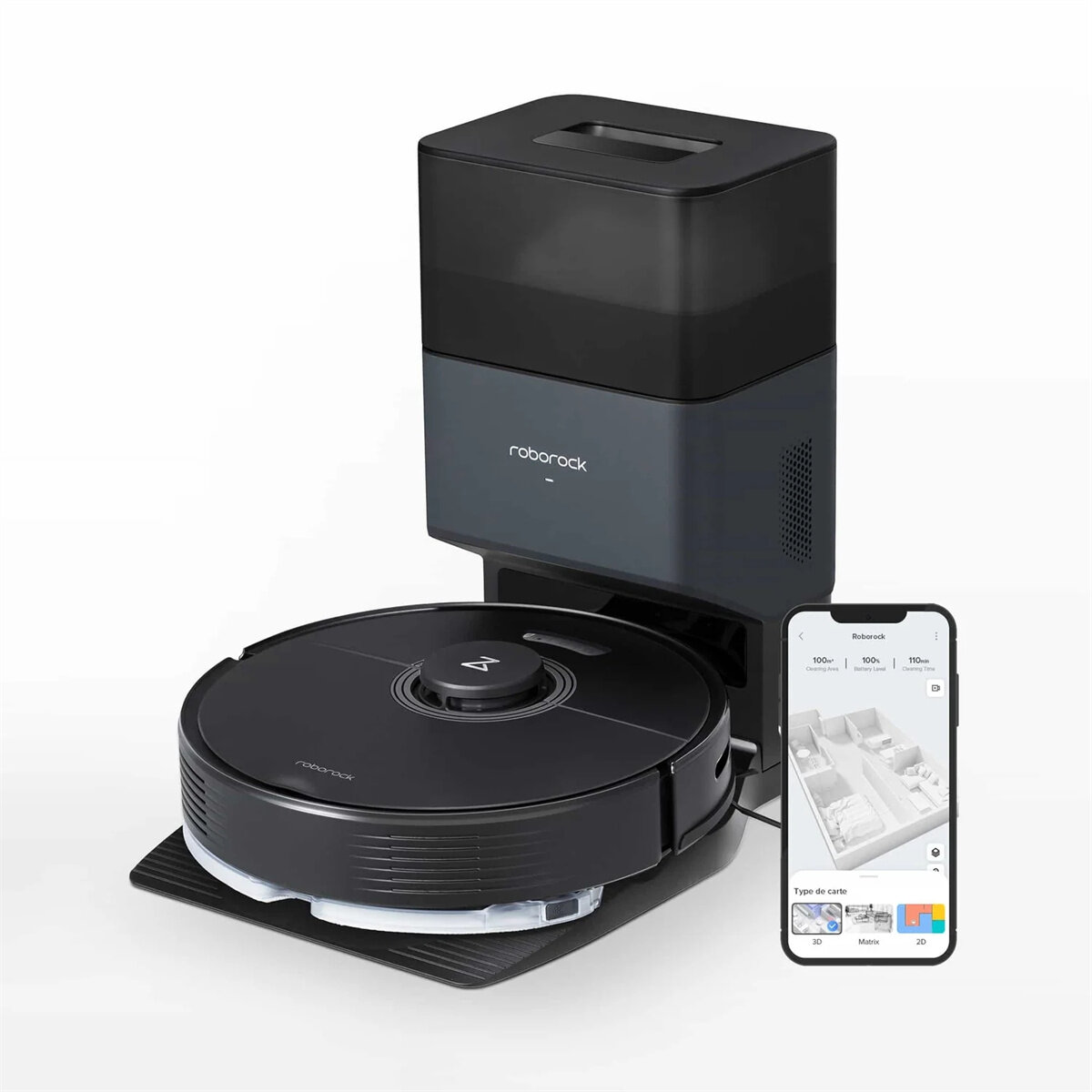 Roborock Q7 Max+ Wi-Fi Connected Robot Vacuum and Mop with Auto-Empty Dock Pure, APP-Controlled Mopping