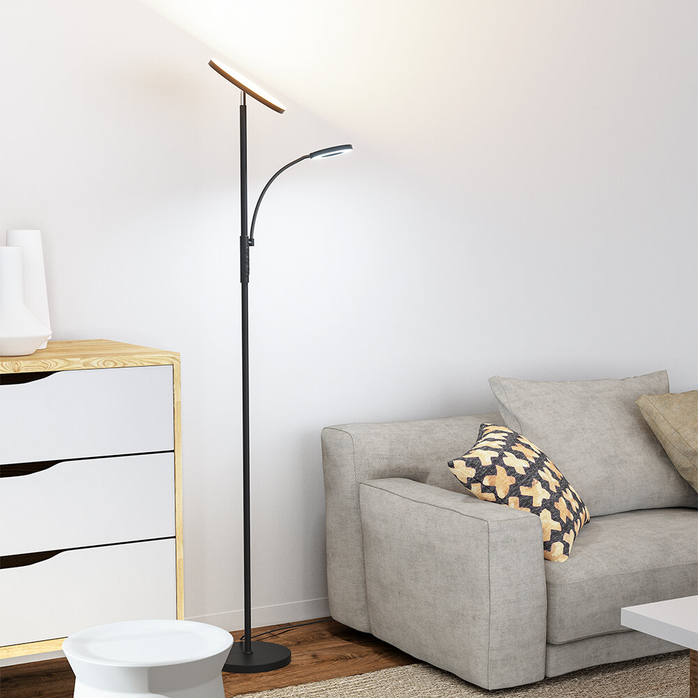 BLITZWILL BWL-FL-0001 36W Two-Head Floor Lamp With Remote Control 2700K~6500K Color Temperature 10 Levels Brightness AC100~240V