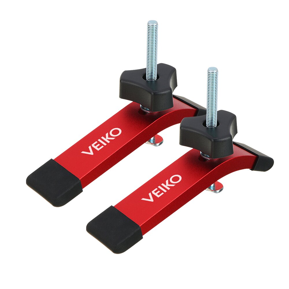 2 Pack VEIKO Quick Acting T Track Hold Down Clamps with T bolts and Silder Aluminum Alloy Woodworking Clamps for Routers Drill Presses CNC Table Saws
