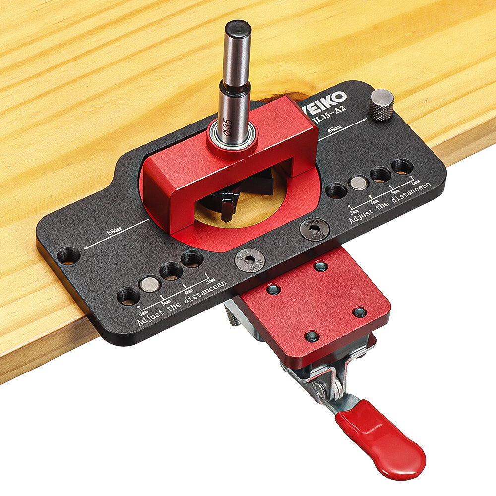 ENJOYWOOD VEIKO SERIES Aluminum Alloy 35MM Hinge Boring Hole Drill Guide Hinge Jig with Clamp For Woodworking Cabinet Door Installation