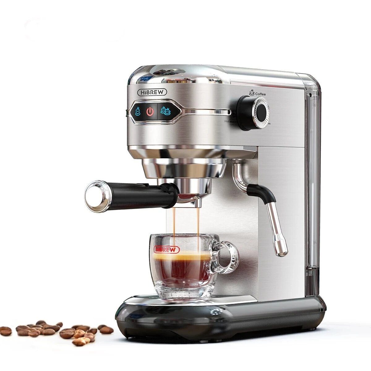 [EU/AE Direct] HiBREW H11 Semi Automatic Espresso Machine 1450W 1.1L 19Bar High Extraction 25s Rapid Heating Single/Double Cup Coffee Maker EU