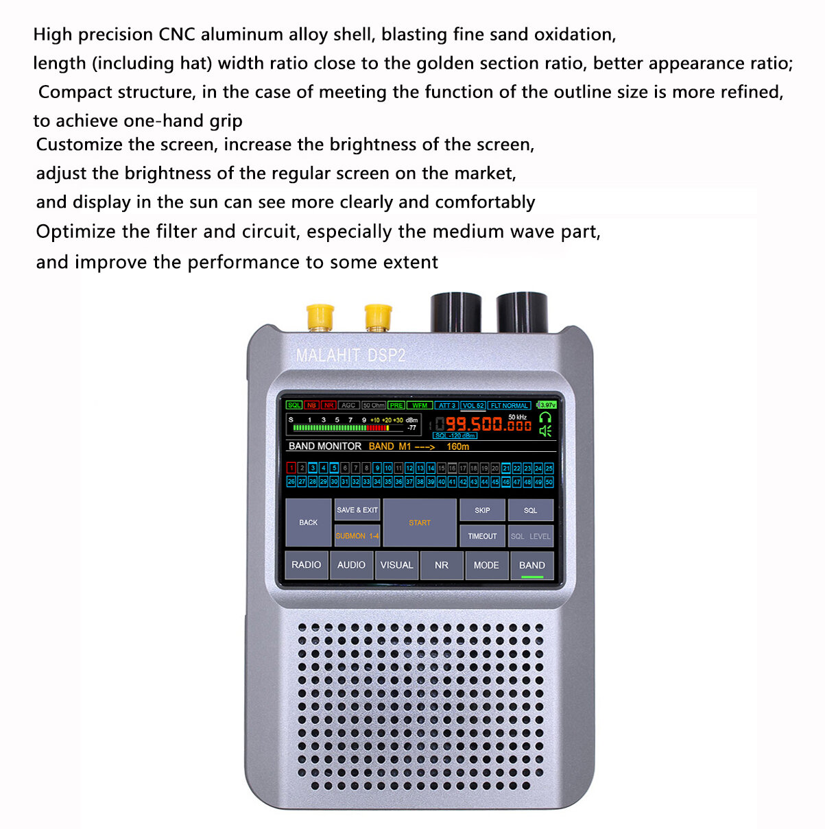 New Firmware 2.40 Genuine Second Generation Malahit-DSP2 SDR Malachite Receiver Radio 10kHz-380MHz 404MHz-2GHz