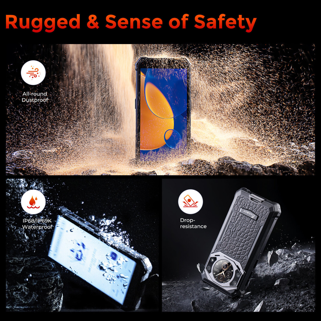 FOSSiBOT F101 Pro Dual Display 15GB 128GB 10600mAh 24MP Camera 5.45 inch Fast Charging Android 13 MT8788 Octa Core NFC IP68 IP69K Waterproof 4G Rugged Smartphone