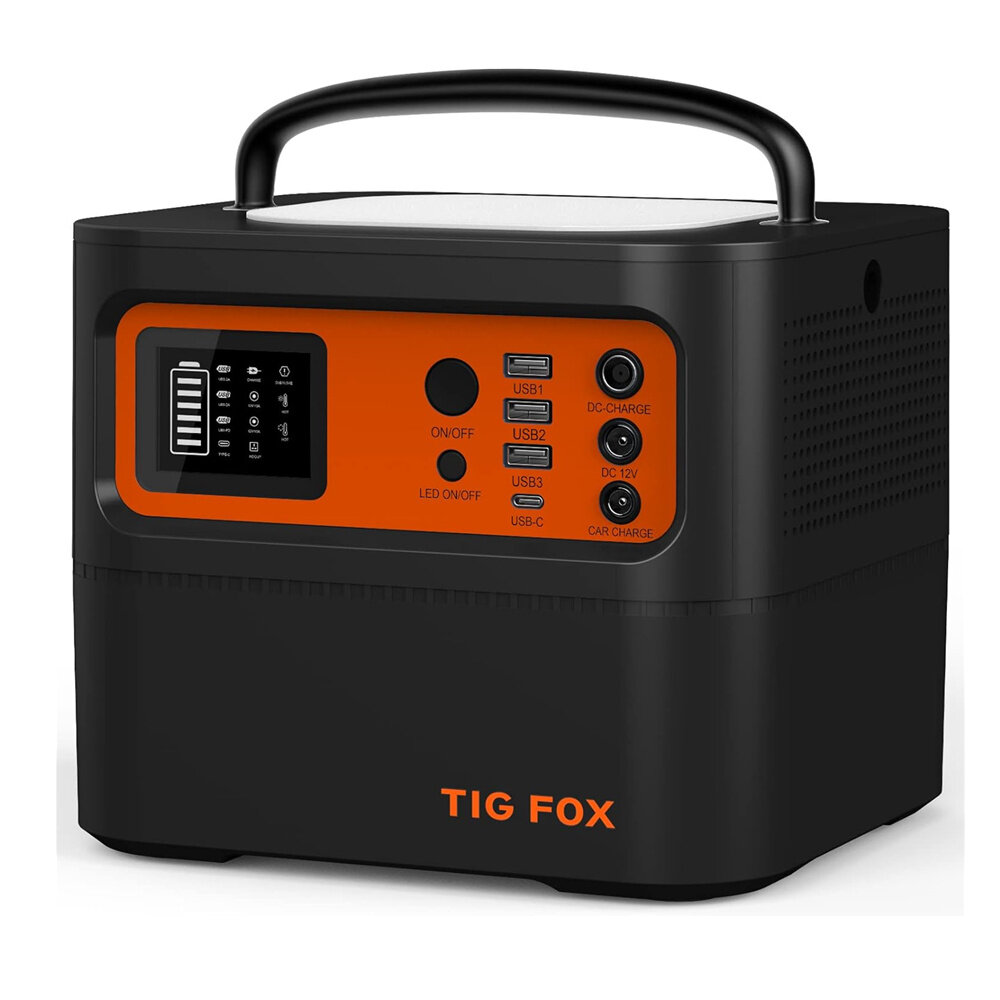 [EU Direct] TIG FOX T500 540Wh 500W with AC Outlet/DC/3 USB/65W Type-C Quick Charge Ports Supply PD Solar Generators Battery Portable Power Station for Camping Home Use Outdoor Power Outage Emergency