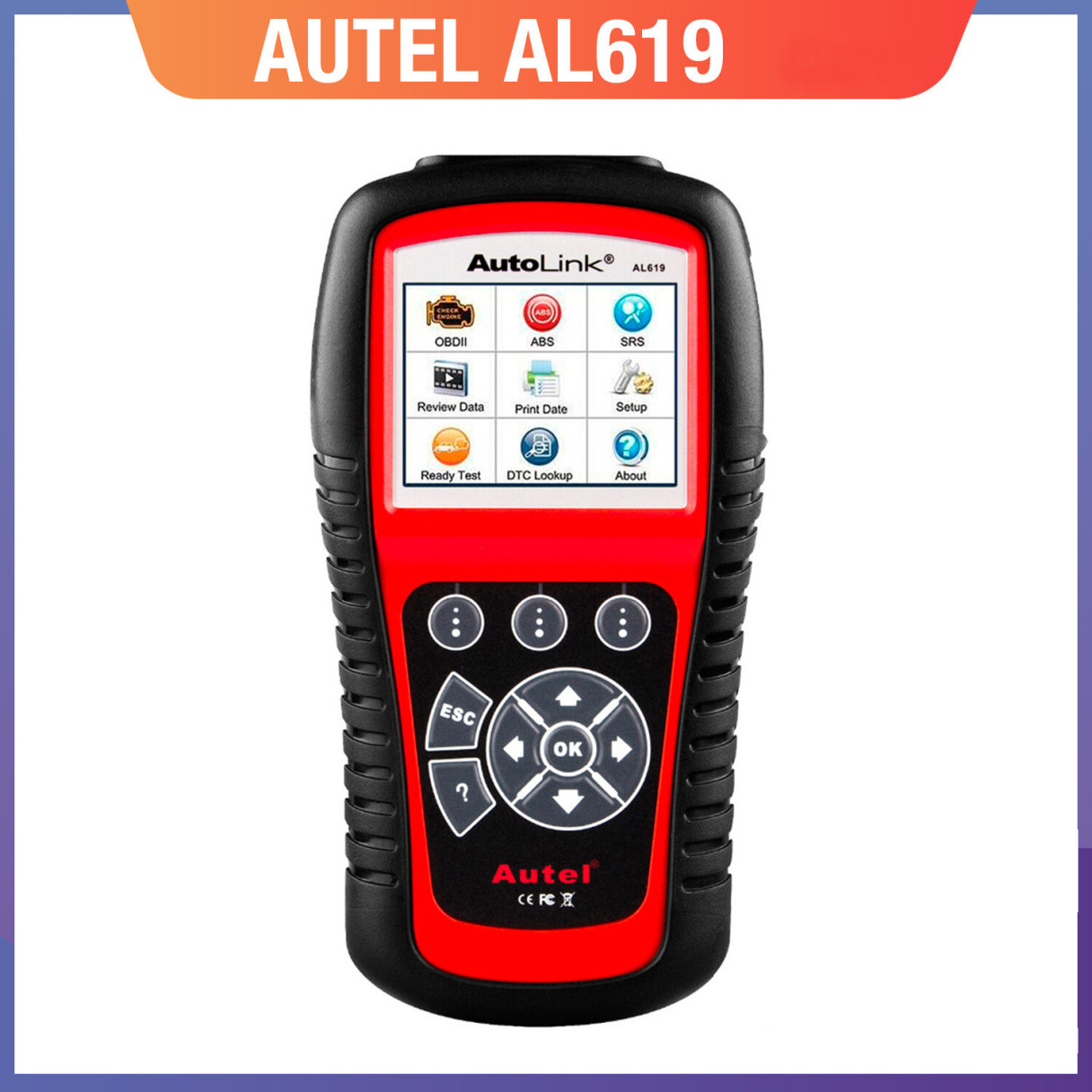 [EU Direct] Autel AL619 Car Diagnostic Tool OBD2 Auto Scanner Diagnostic Tool OBD 2 Supported Multiple Languages ABS/SRS System Diagnosis
