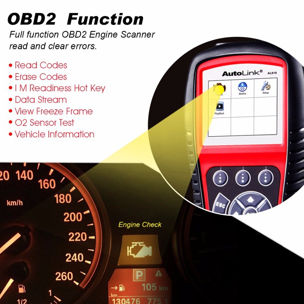 [EU Direct] Autel AL619 Car Diagnostic Tool OBD2 Auto Scanner Diagnostic Tool OBD 2 Supported Multiple Languages ABS/SRS System Diagnosis