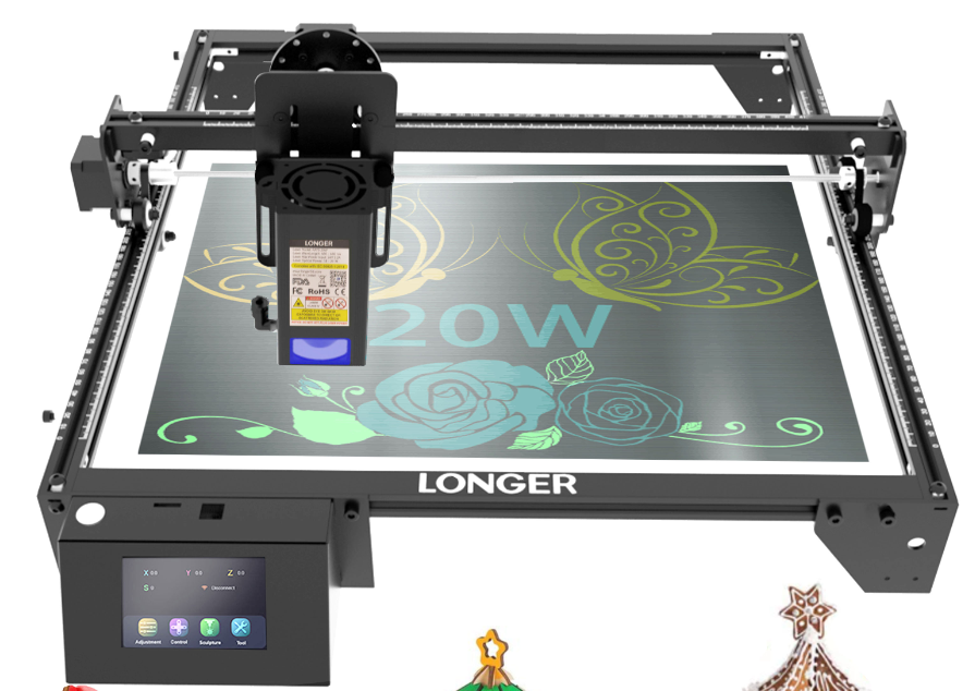 [EU/US Direct]LONGER RAY5 20W Laser Engraver Cutter, Fixed Focus, 0.08*0.1mm Laser Spot, Color Touchscreen, 32-Bit Chipset, Support APP Connection, Working Area 375*375mm