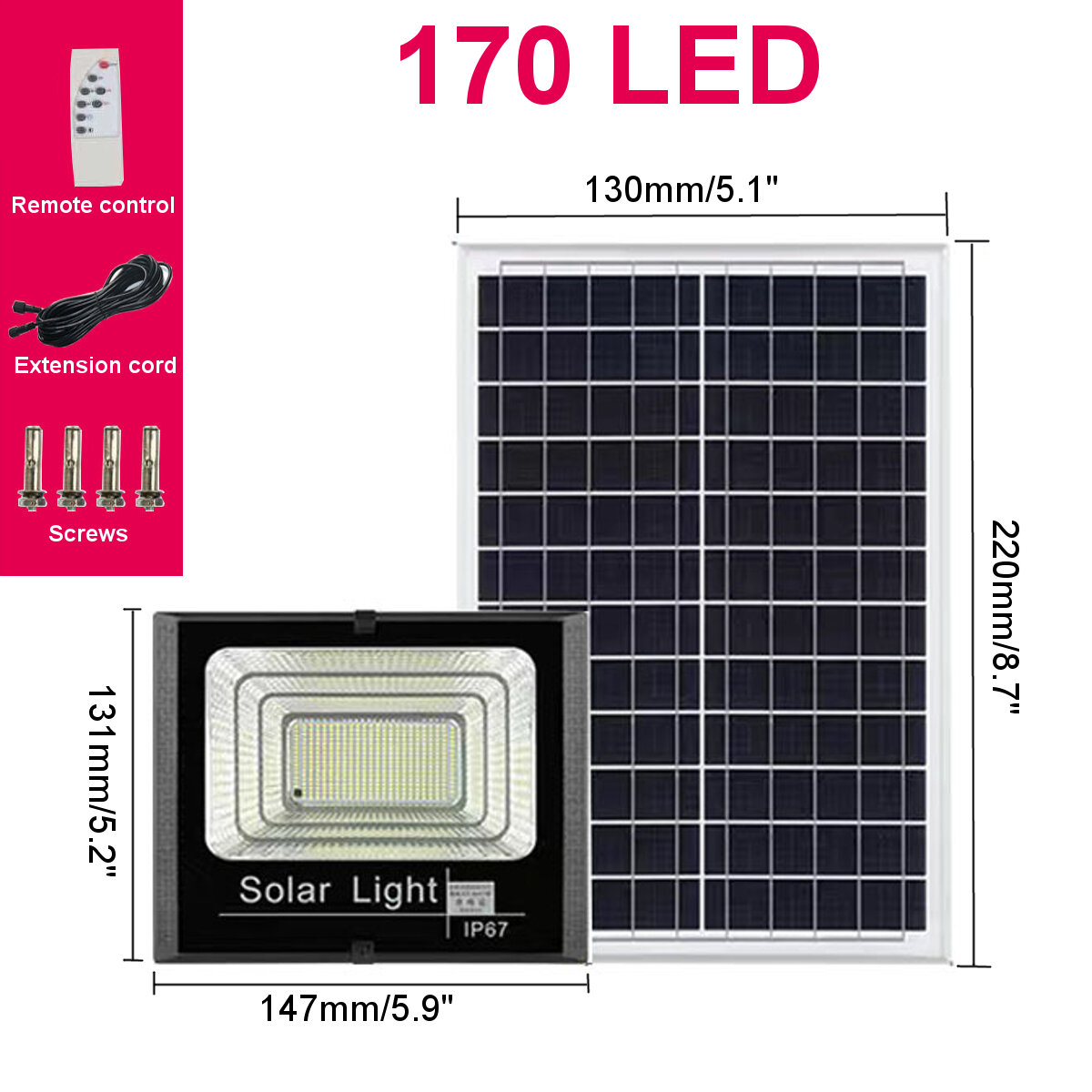 44/170LED Solar Wall Lights Outdoor Waterproof Infrared Garden Lamp Remote control waterproof timing induction light