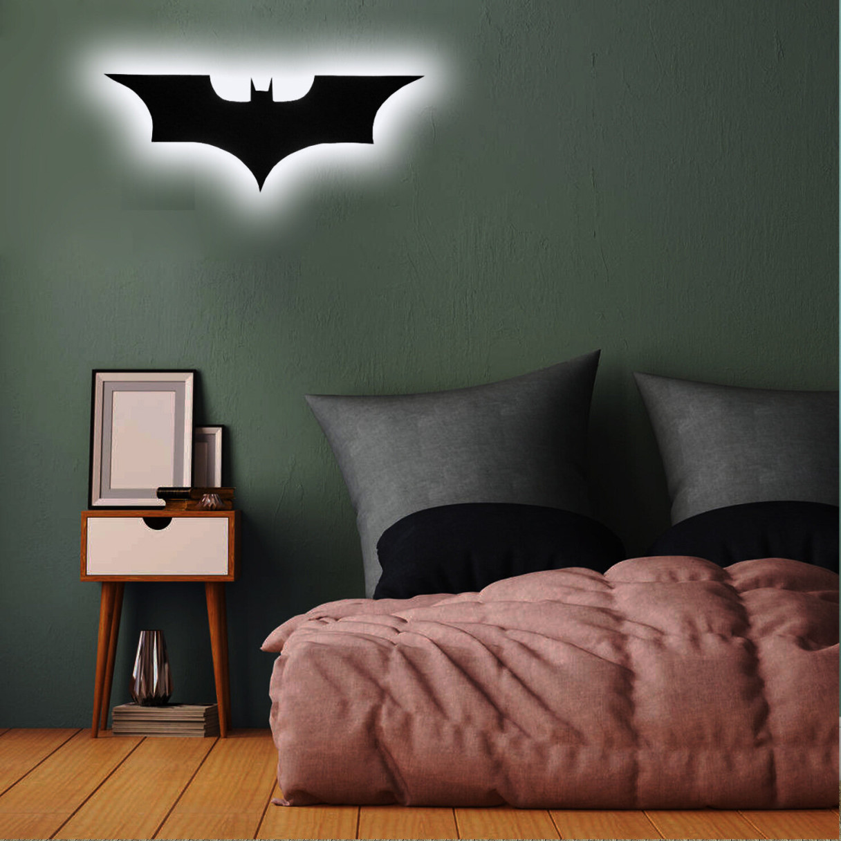 30cm/ 40cm Cool LED Wall Light with Wireless Remote Control and Color Change Bat Wings Shape Bedside Light Atmosphere Logo Lamp