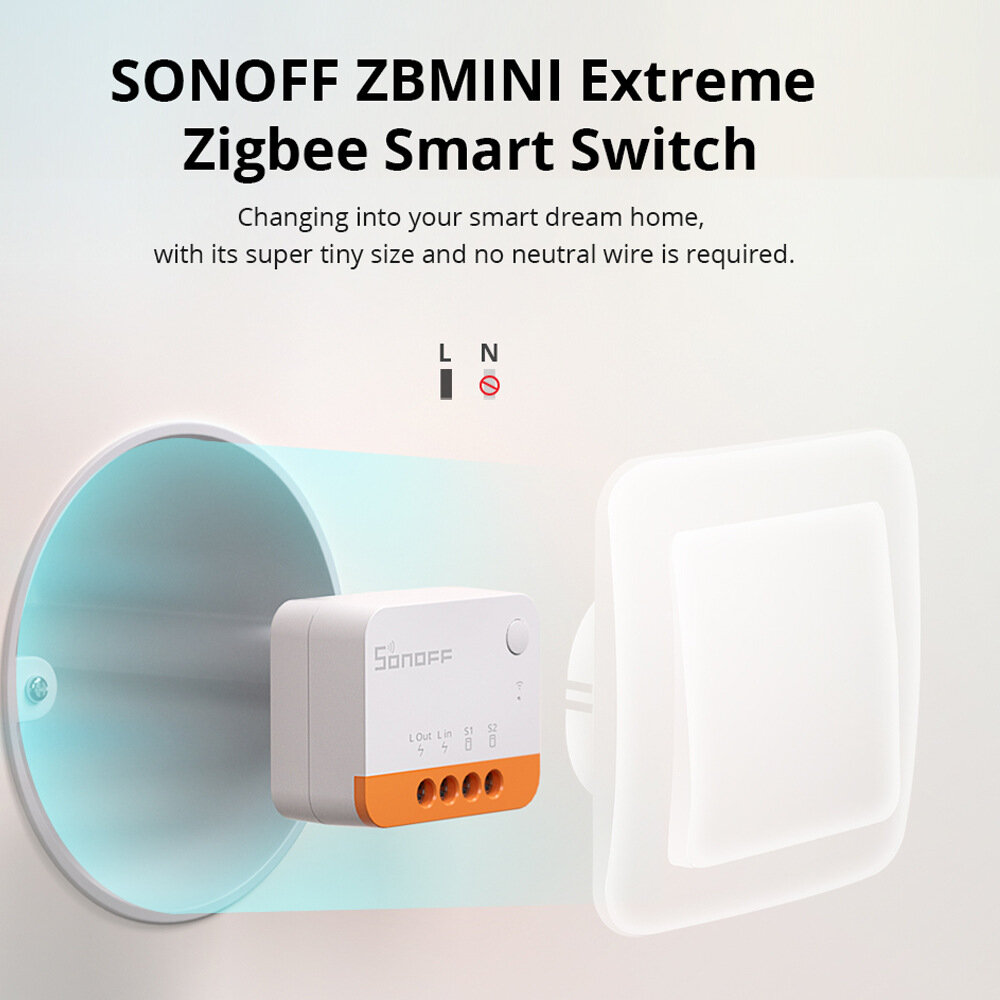 Sonoff ZBMINI L2 Smart Zigbe3.0 Switch No Neutral Required Intelligent Two-way Control Relay Module Timer Voice Control with Alexa Google Zigbe Hubs