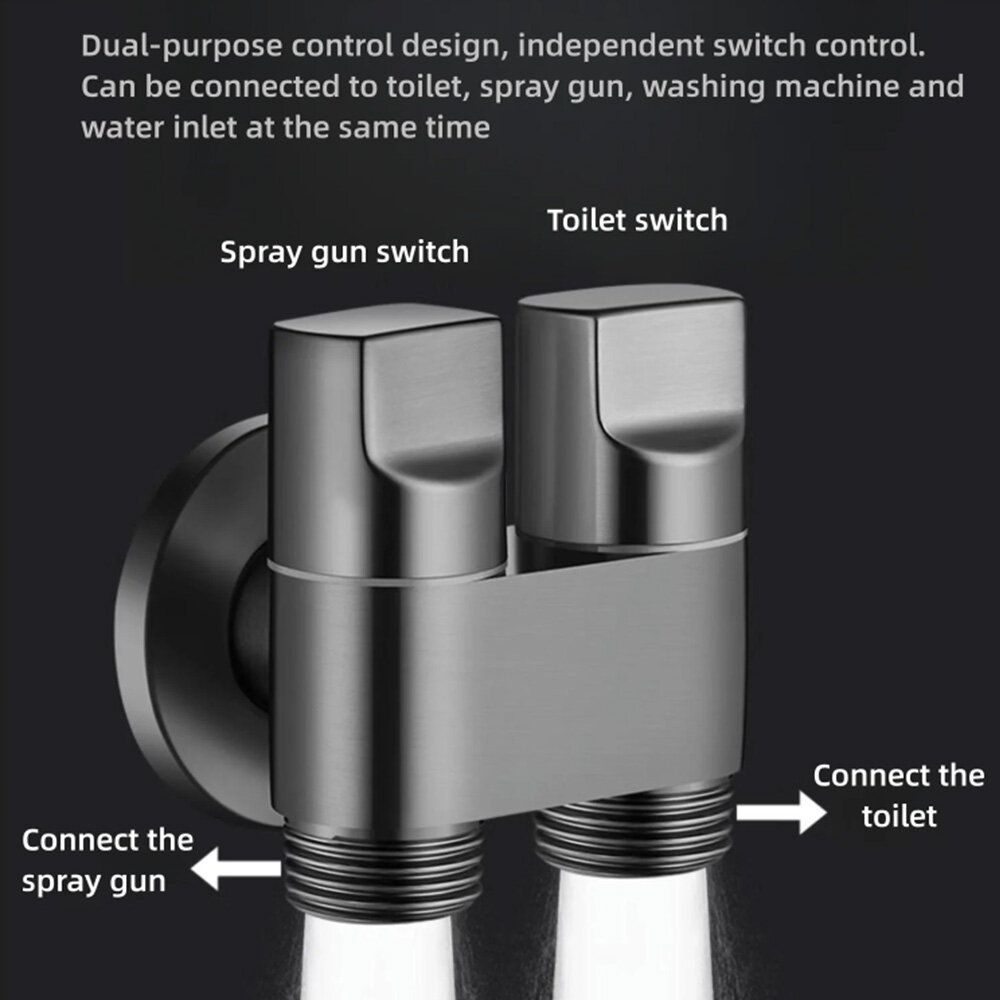 High Pressure Booster Toilet Spray Gun Faucet Copper Dual Control Valve Handheld Bidet Sprayer Toilet Cleaning Hygienic Shower for Bathroom Accessories