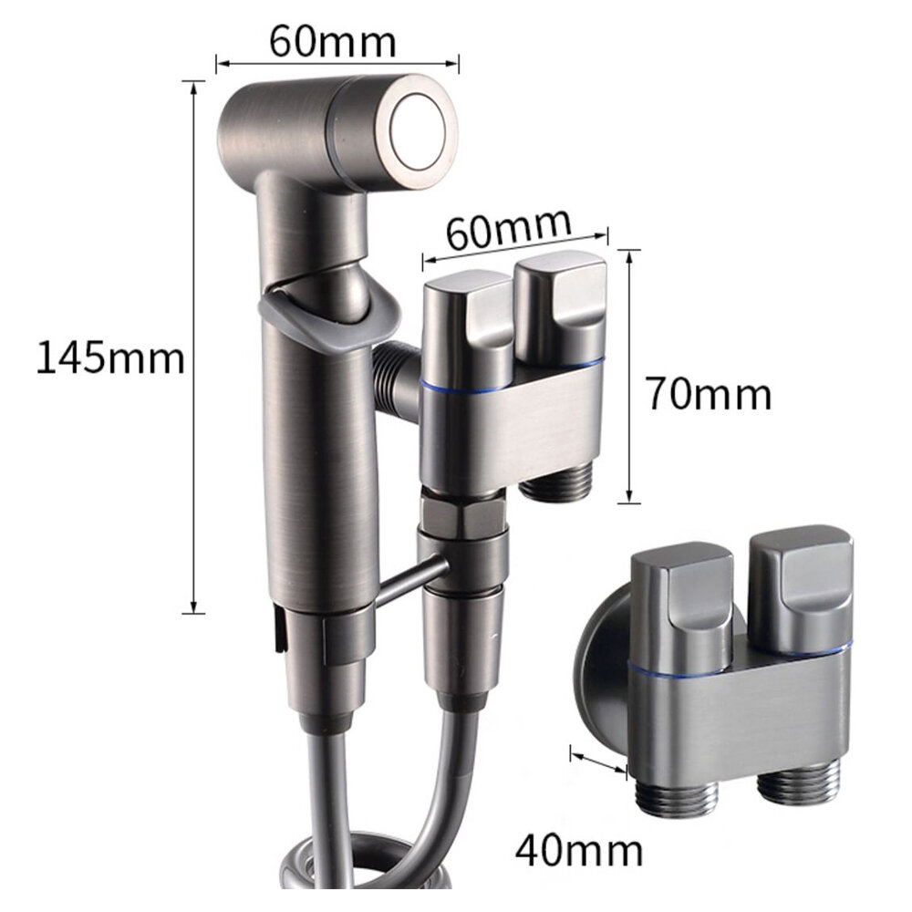 High Pressure Booster Toilet Spray Gun Faucet Copper Dual Control Valve Handheld Bidet Sprayer Toilet Cleaning Hygienic Shower for Bathroom Accessories