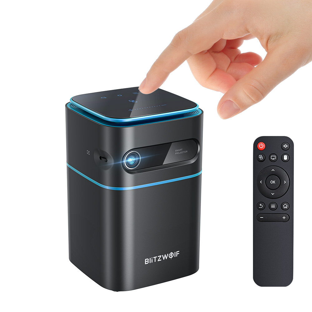 BlitzWolf®BW-VT2 DLP Mini WIFI Projector Android 9.0 bluetooth V4.2 Speaker Netflix YouTube 2.4G / 5G WIFI Wireless Projection Built-in Battery 1080P Supported 150 ANSI Lumens Hand Cinema Home Theater Outdoor Movie