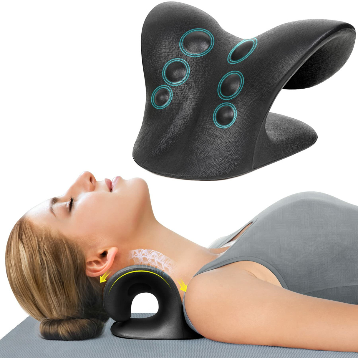 Neck Massage Pillow Pressure Point Pillow Neck Stretcher Relaxer Cervical Traction Device Pillow for Muscle Relax Pain Relief