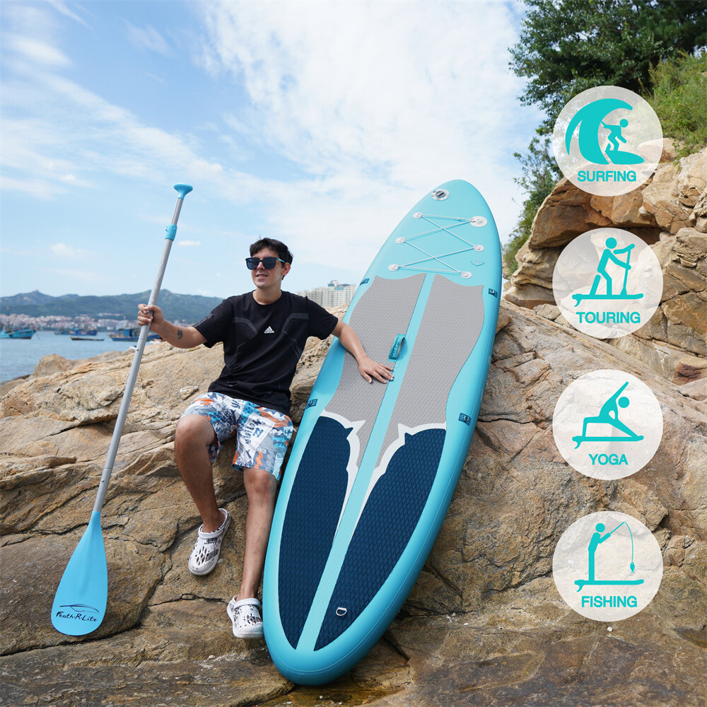 [EU Direct] Funwater 305cm Inflatable Stand Up Paddle Board with Adjustable Paddle Travel Backpack Leash Waterproof Bag Adult Paddle Board, SUPFR07F