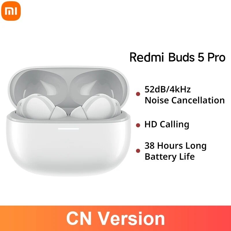 Xiaomi Redmi Buds 5 Pro TWS Earbuds bluetooth Earphone ANC 52dB Active Noise Cancelling Double Dynamic Drivers LHDC Hi-Res Audio 38H Battery Life Headphones with Mic