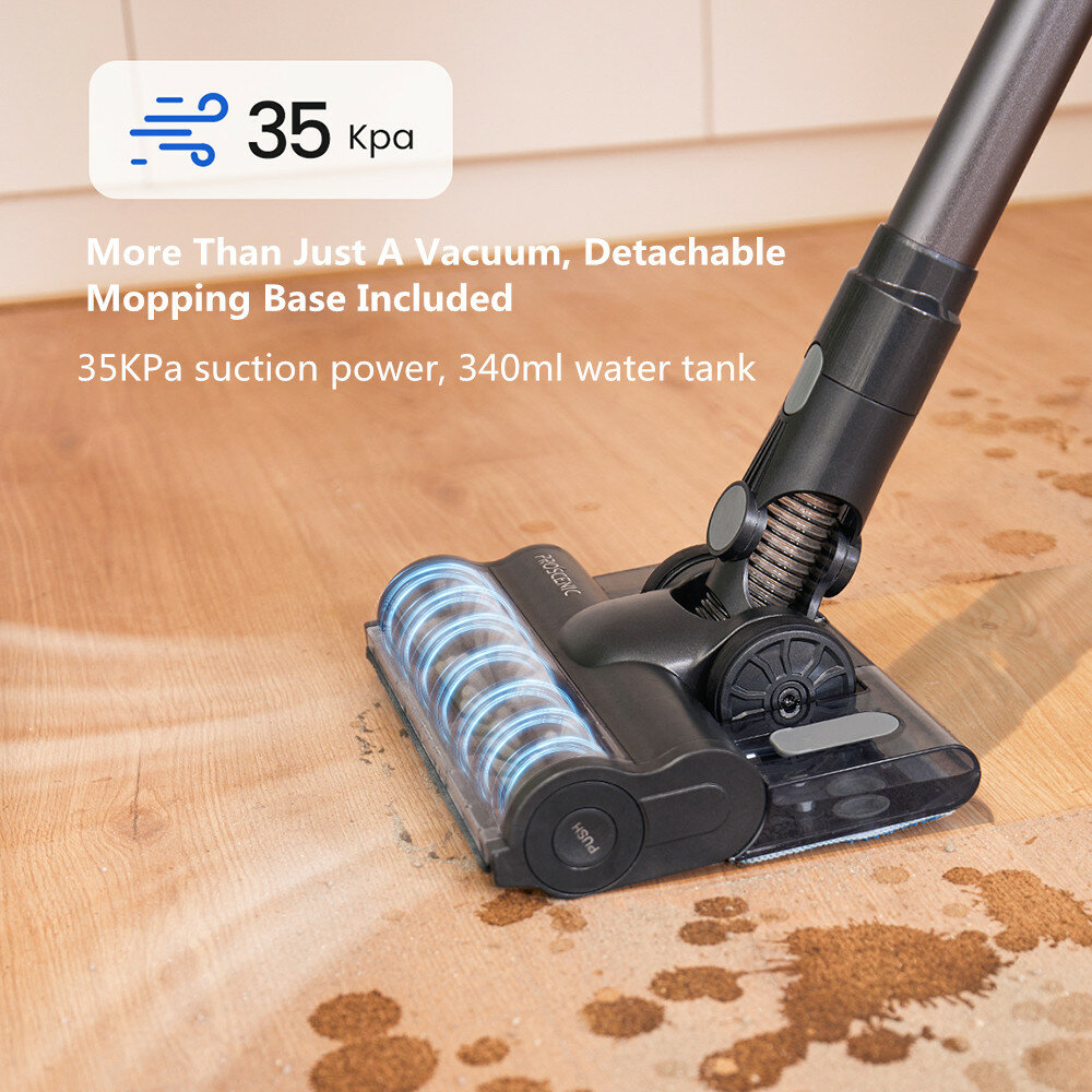 [EU UK Direct] Proscenic P11 Mopping Cordless Vacuum Cleaner, 35KPa Suction, 0.65L Dustbin, 5-Stage Filtration System, 2000mAh Detachable Battery, Up to 50 Mins Runtime, Touch Screen