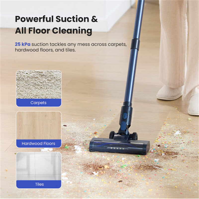 [EU Direct] Proscenic P10 Ultra Cordless Vacuum Cleaner, 25KPa Suction, 600ml Dustbin, 5-Stage Filtration System, 2200mAh Detachable Battery, Up to 45 Mins Runtime, Flexible Floor Brush, LED Headlights