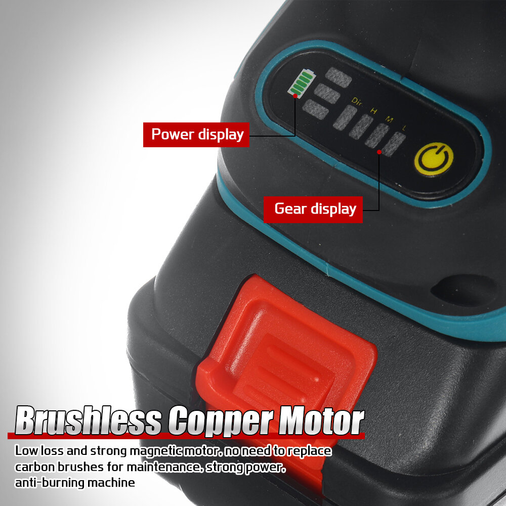 Drillpro 125mm 18V Brushless Blue+Black Angle Grinder Rechargeable Adjustable Speed Angle Grinder With Battery