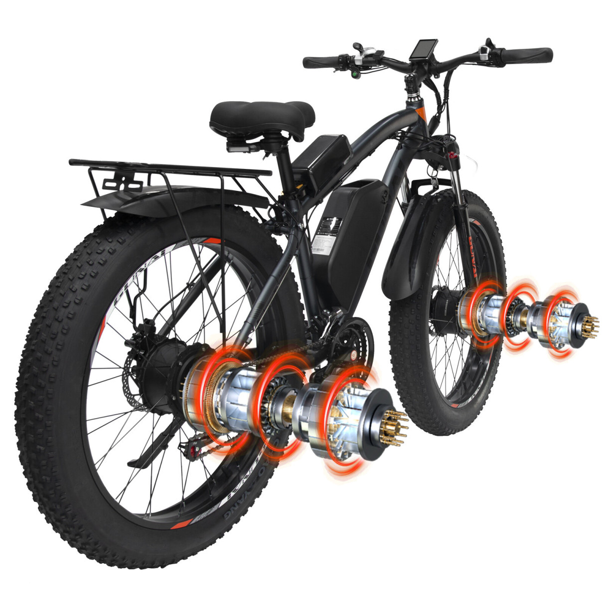 [EU DIRECT] GUNAI GN88 Electric Bike 48V 22Ah Battery 1000W*2 Dual Motors 26*4.0inch Fat Tires 70-130KM Mileage Range 150KG Max Load Electric Bicycle