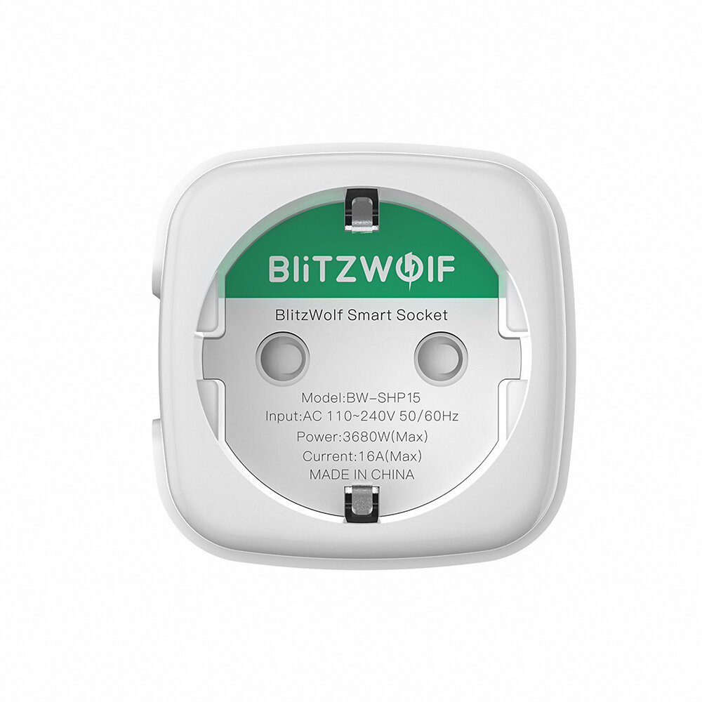BlitzWolf® BW-SHP15 Zigbee 3.0 16A 3680W Smart Plug Wireless Power Socket Outlet EU Plug APP Remote Control / Voice Control / Multiple Timer Modes Compatible With Amazon Alexa / Google Assistant