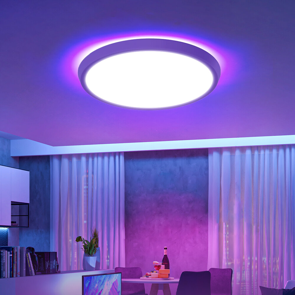 BlitzWill® BW-CLT2 LED Smart Ceiling Light 40cm with Main Light and RGB Atmosphere Light 2700-6500K Adjustable Temperature APP Voice  Remote Control  & DIY Scene Mode