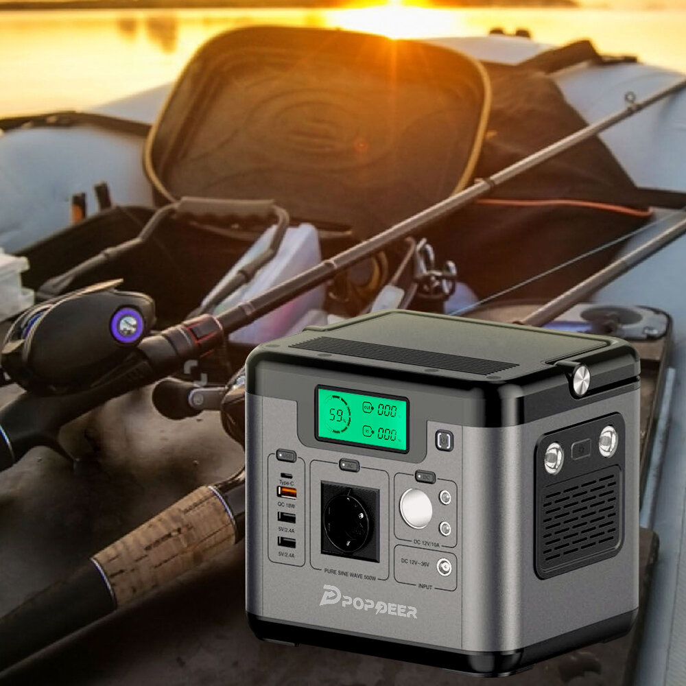 [EU Direct] POPDEER S500 500W Portable Power Station, 518.4Wh Battery Pack with 220V AC Outlets 65W PD for Home Backup Emergency Outdoor Camping