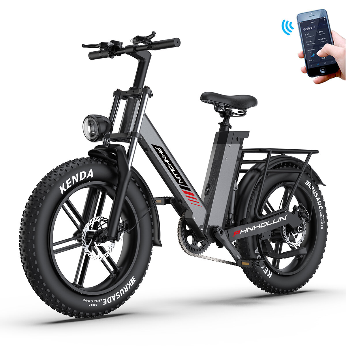 [EU DIRECT] PHNHOLUN C6 PRO Electric Bike 48V 17AH Battery 1000W Motor 20inch Tires 50KM Mileage 150KG Max Load Electric Bicycle