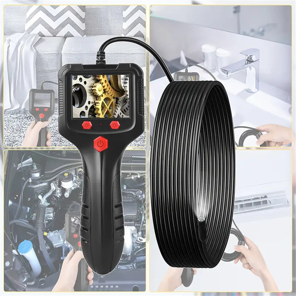 8mm 5M Handheld Borescope Endoscope Inspection Camera,2.4" IPS HD Screen IP67 Waterproof Sewer Endoscope For Car Air Conditioner RepairCamera