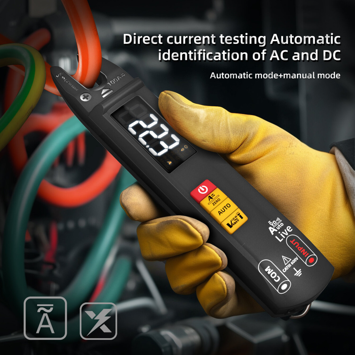 MUSTOOL U0 High Precision U-shaped Clamp Multimeter AC/DC Current Voltage Resistance  T-RMS Auto Multimeter Built-in Flashlight Non-contact Voltage Induction Auto Shutdown Compact Measuring Tool