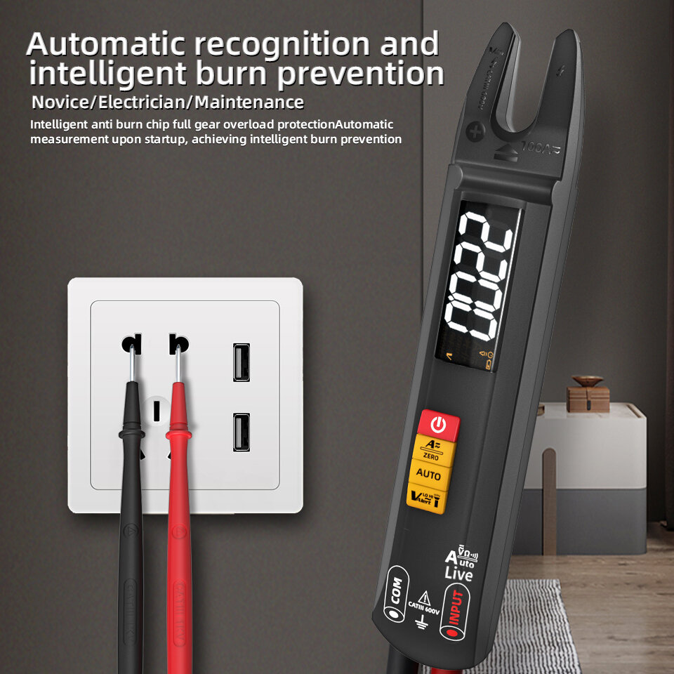 MUSTOOL U0 High Precision U-shaped Clamp Multimeter AC/DC Current Voltage Resistance  T-RMS Auto Multimeter Built-in Flashlight Non-contact Voltage Induction Auto Shutdown Compact Measuring Tool