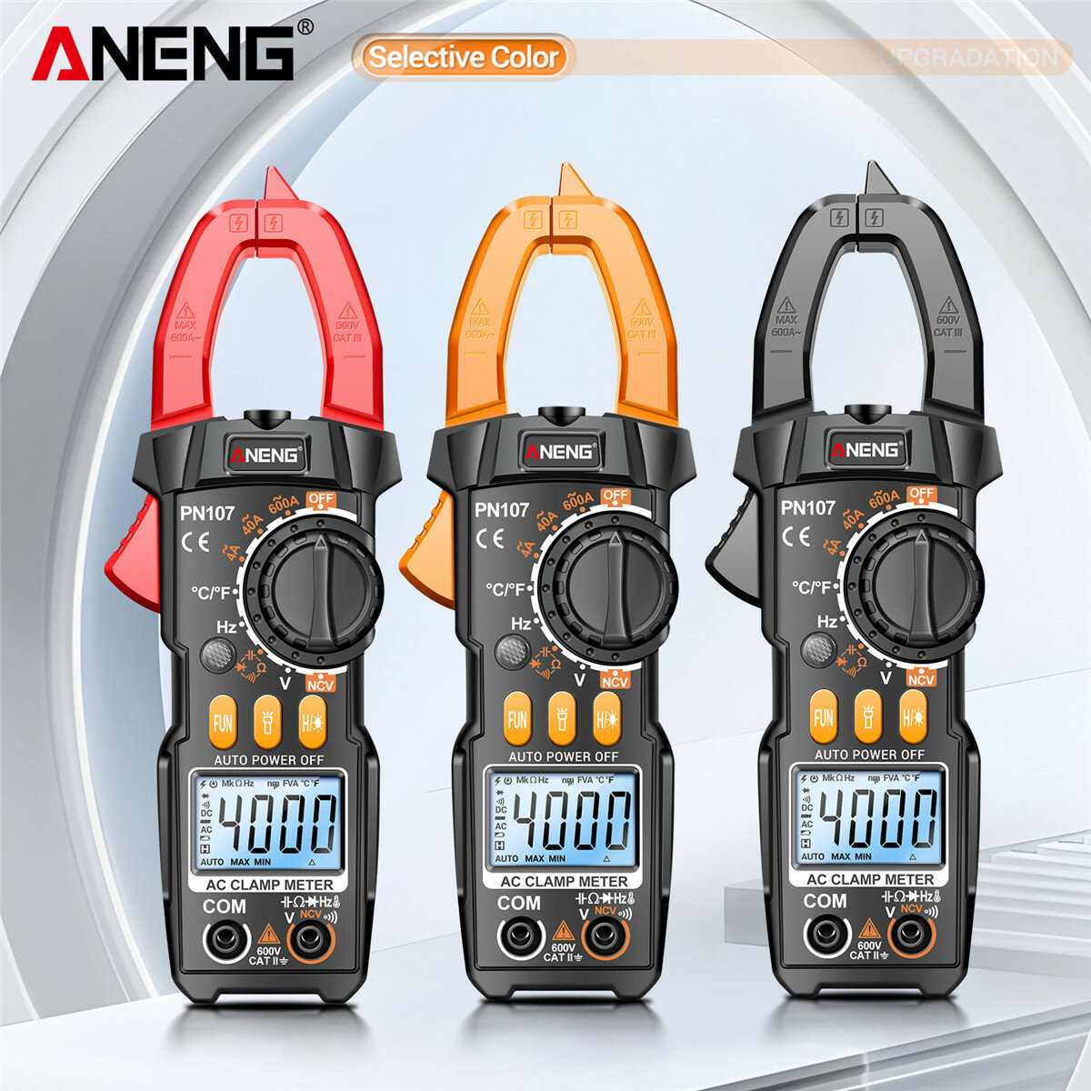 Upgrade ANENG PN107 Multifunctional Clamp Meter with AC/DC Voltage AC Current Resistance Capacitor Hz Frequency Temperature Measurement Features Precision Readings Backlit Screen Flashlight