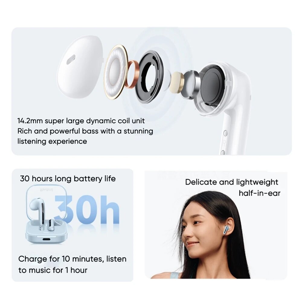 Xiaomi Redmi Buds 6 Vitality Edition bluetooth V5.4 Earphone 30H Battery Life 5 Tuning Modes Dual Mic HD Calls Wireless Headset