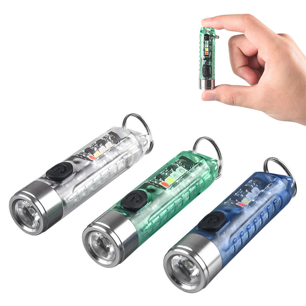 SST20 400LM Portable Mini Outdoor Key Chain Flashlight with Multi-light Source Side Light TYPE-C Rechargeable Multi-functional Mini LED Torch