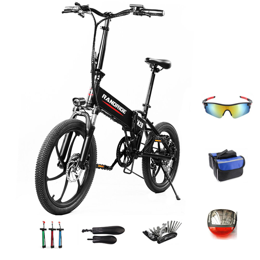 [EU DIRECT] RANDRIDE YA20 Black 48V 12.5AH 500W 20*1.95 Inch Electric Bicycle 40KM Mileage Range Max Load 155KG