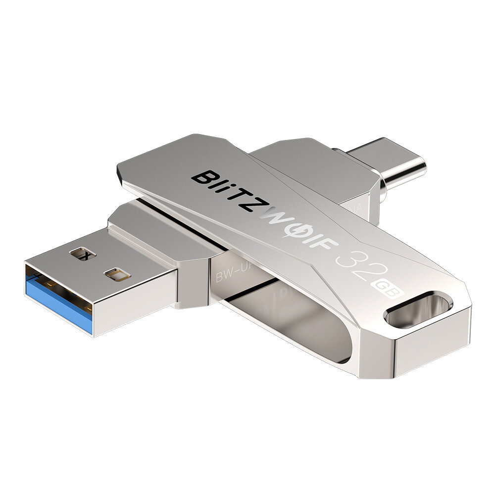 BlitzWolf BW-UPC2 2 in 1 Type-C USB3.0 Flash Drive Ultra-fast Transmission 360° Rotation Zinc Alloy 32GB 64GB 128GB 256GB Support OTG Pendrive USB Disk