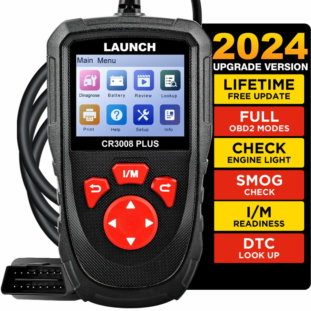 2024 LAUNCH CR3008 PLUS Professional Full OBD2 Scanner Diagnostic Tool Enhanced Check Engine Code Reader OBDII Car Scan Tool for All Vehicles After 1996