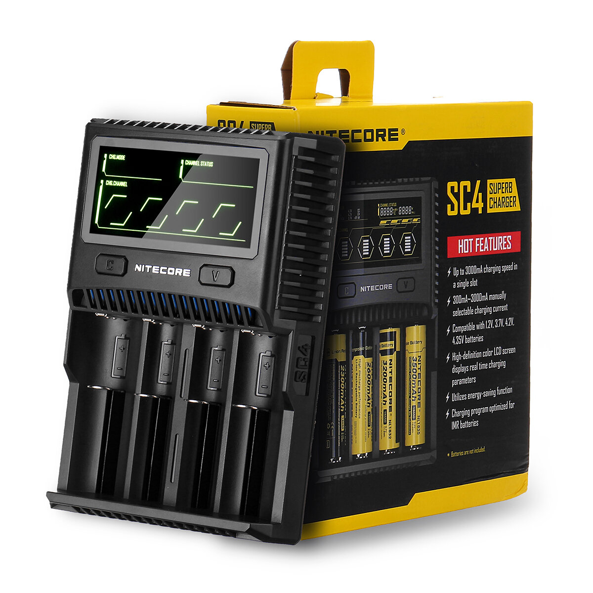 Nitecore SC4 3A Fast Charge LCD Intelligent Battery Charger Super for Li-ion IMR LiFePO4 Batteries For Flashlight RC Toys Home Tools