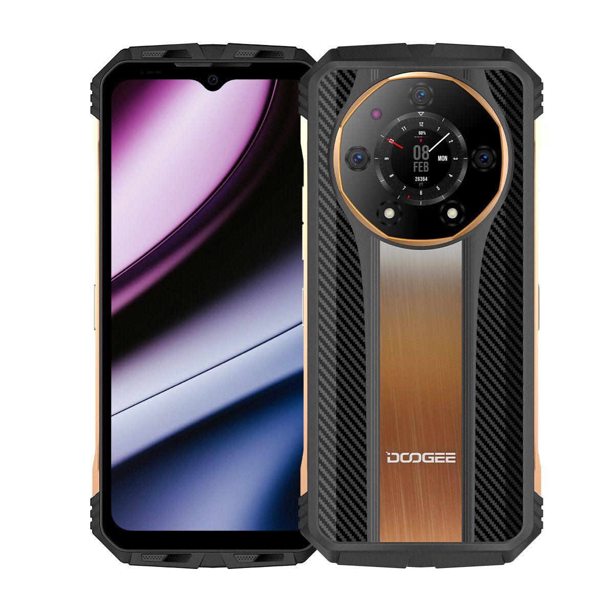 DOOGEE S110 Global Version Innovative Rear Display 22GB 256GB 50MP Triple Camera Night Vision Camera Helio G99 6.58 inch 120Hz 10800mAh 66W Fast Charge NFC IP68 IP69K Waterproof 4G Rugged Smartphone