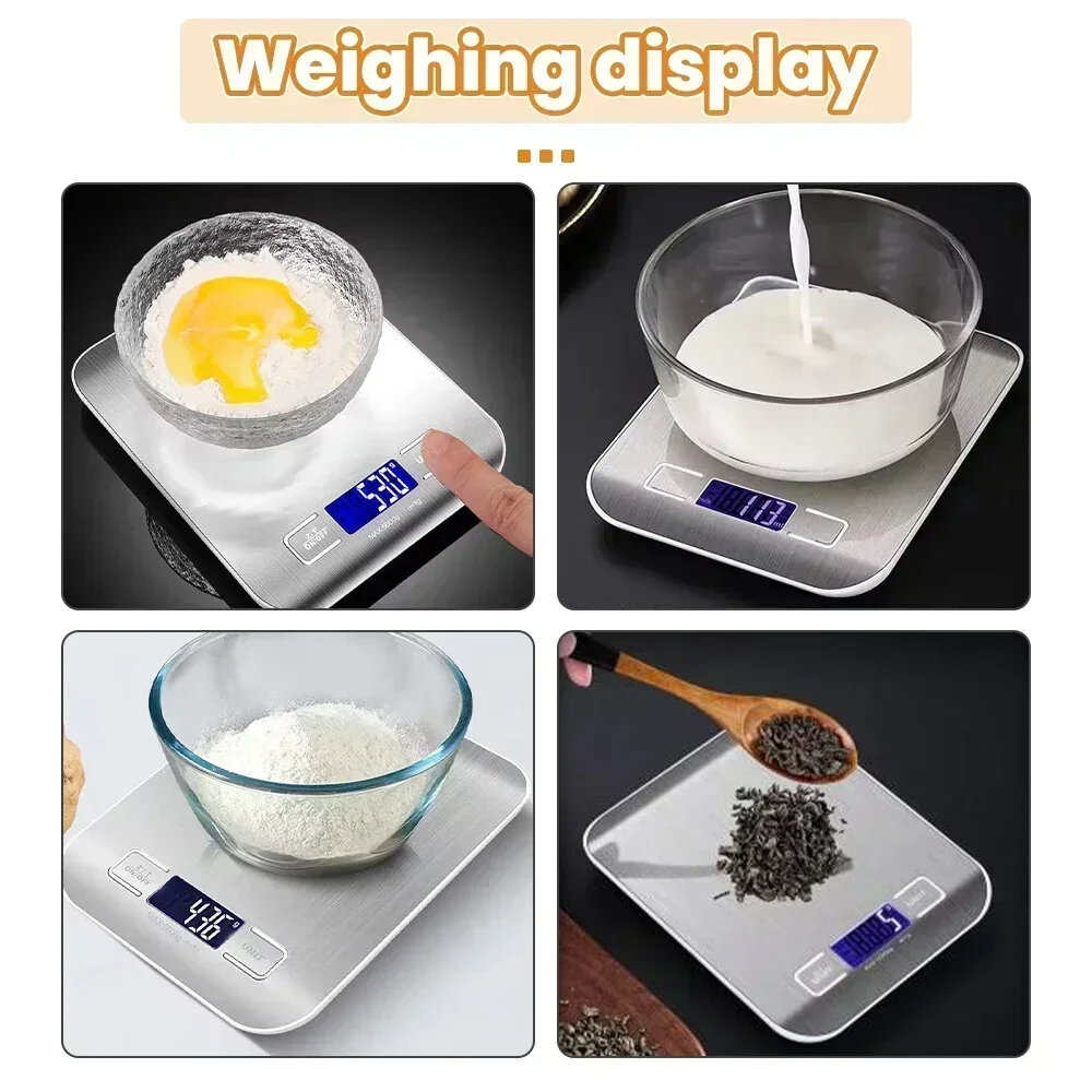 High Precision Kitchen Scale LCD Electronic Measuring Digital Display 10kg Portable Baking Scales Milk Coffee bean Weight Tools