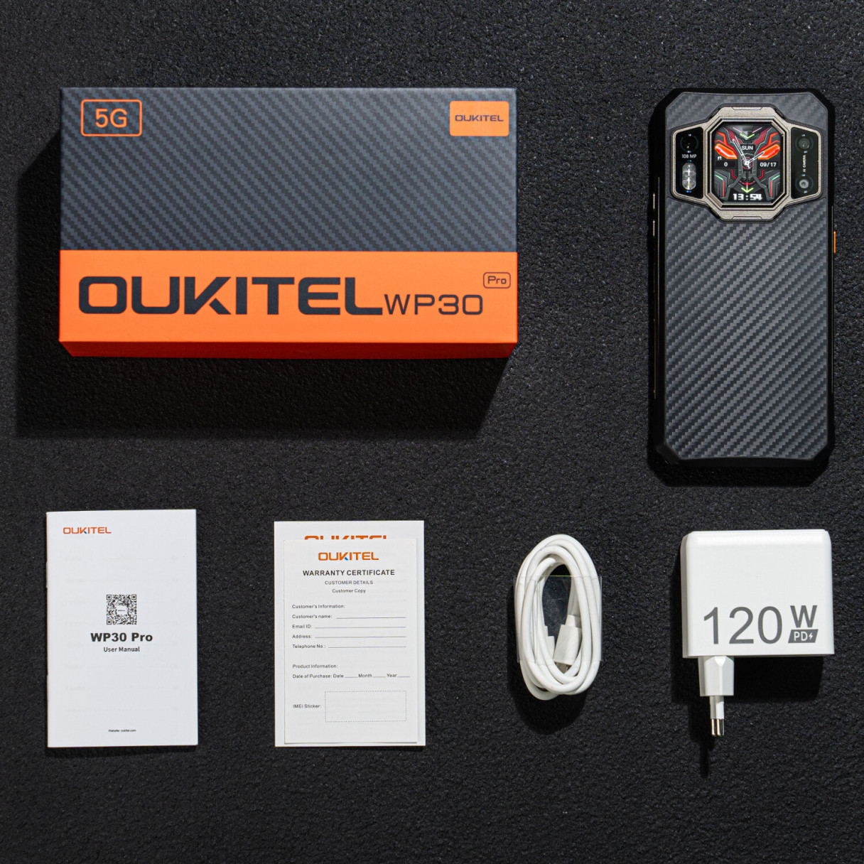[EU Direct] Oukitel WP30 Pro 5G 120W Fast Charging Dual Display 12GB 512GB 108MP Camera Night Vision Dimensity 8050 6.78 inch 11000mAh NFC IP68 IP69K Waterproof Rugged Smartphone