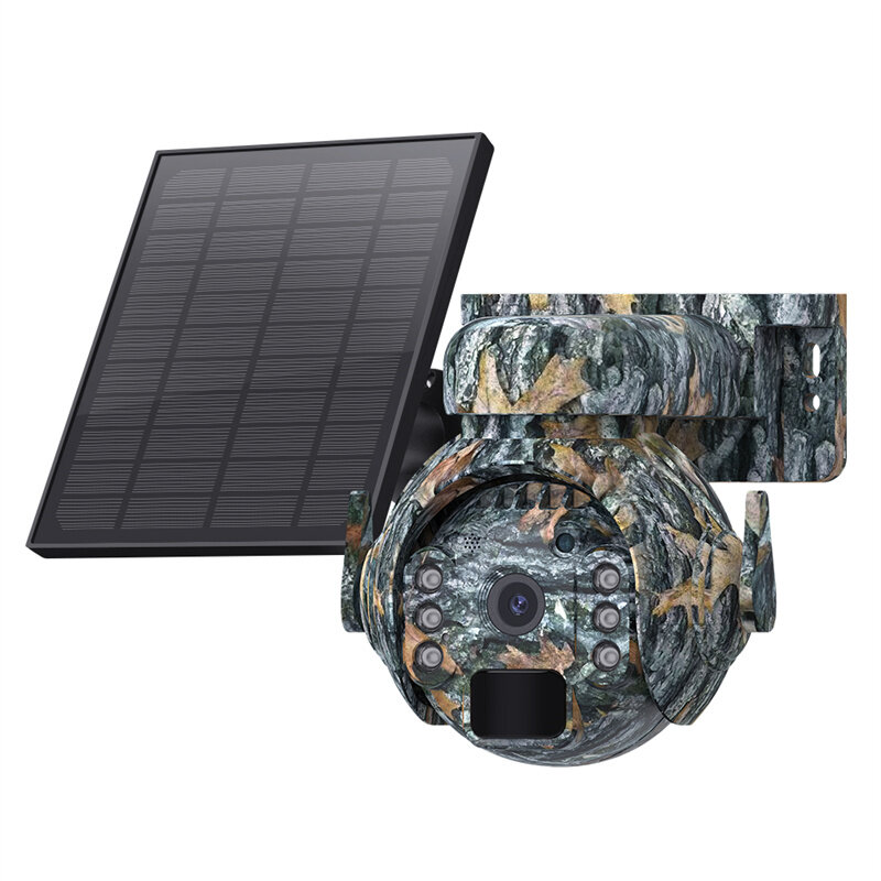 3MP 4G Solar Powered Cameras WIFI Wireless Outdoors 360° View Animal Monitoring Camouflage PTZ Security Camera