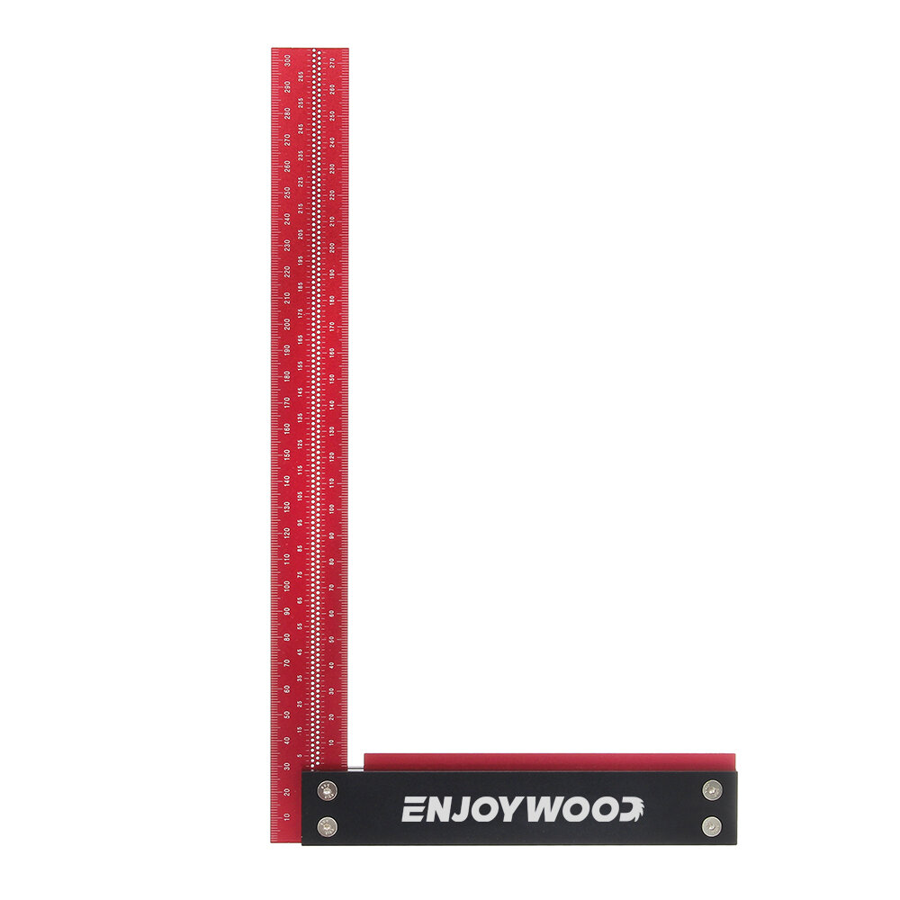 ENJOYWOOD Signature Precision Square Right Angle Ruler 300mm Guaranteed T Speed Measurements Ruler for Measuring and Marking Woodworking Carpenters Aluminum Alloy Framing Professional Carpentry Use