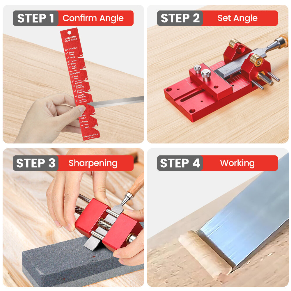 Mohoo Sharpening System Honing Guide Sharpening Holder Angle Fixture Angle Gauge for Woodworking Chisel